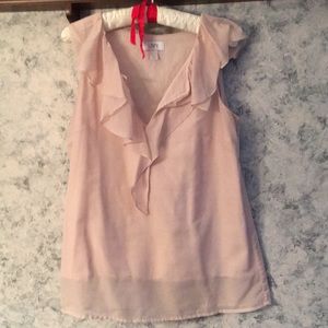 Ann Taylor pink ruffle blouse